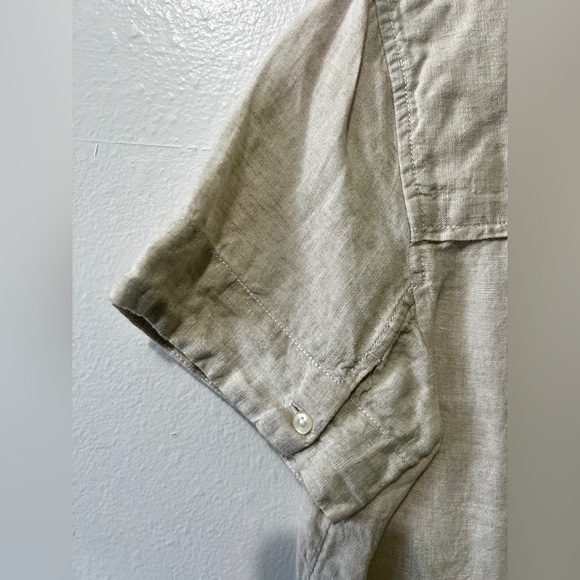 J. Crew 100% Linen Oatmeal Popover Blouse - Small Petite - Picture 8 of 10